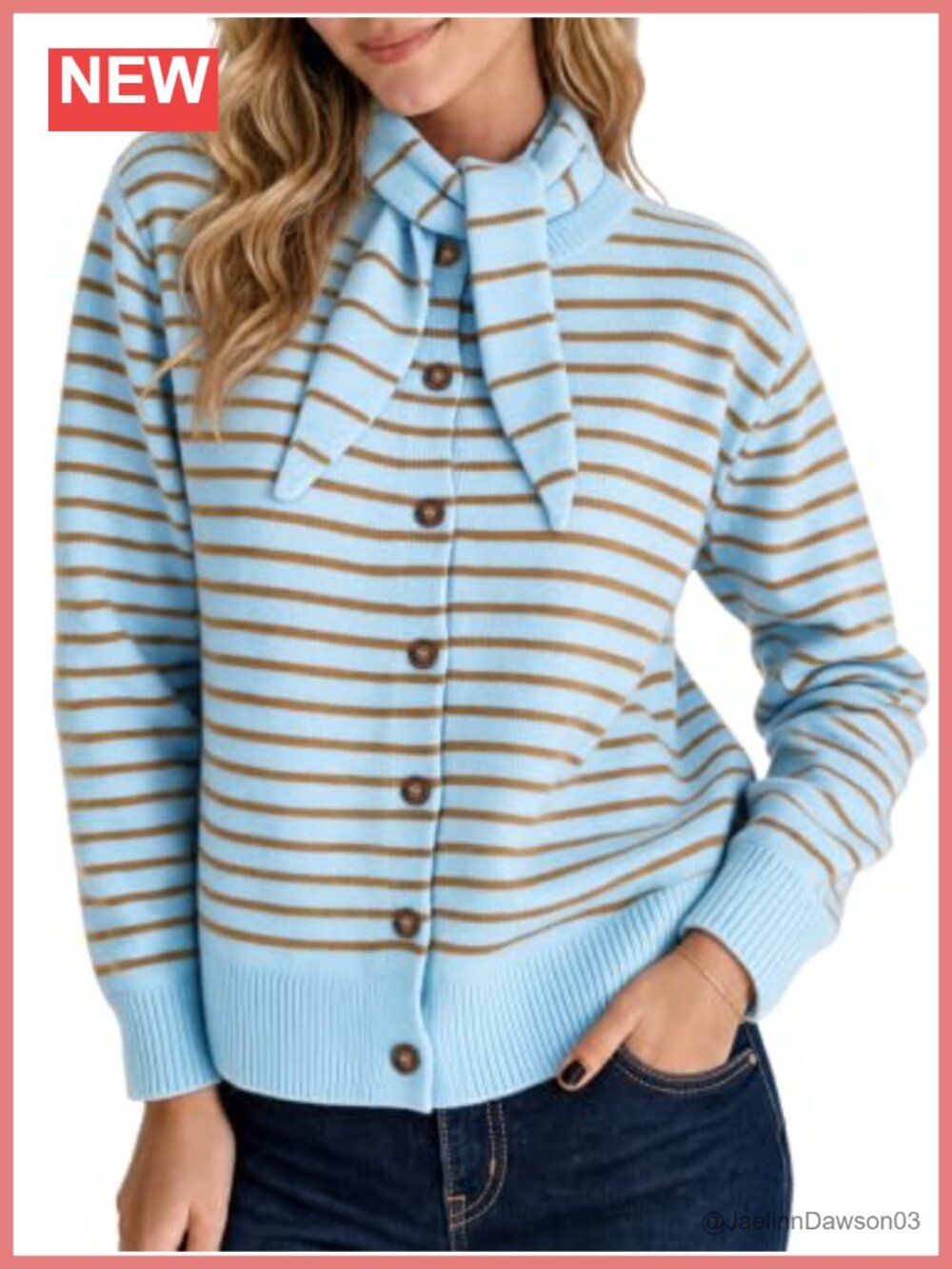 Womens Button Down Knit Cardigan Tie Bow Long Sleeve Sweater